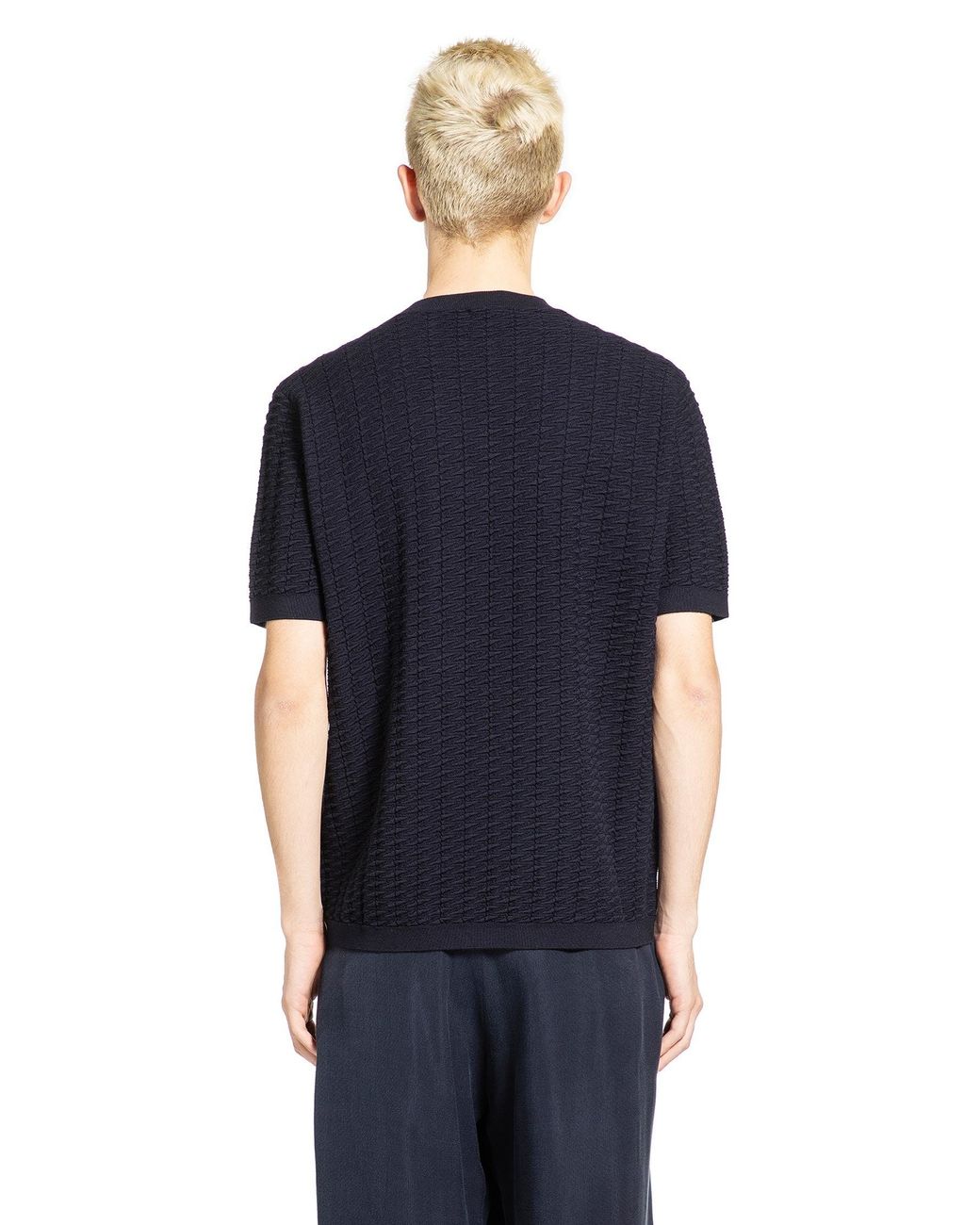 Giorgio Armani Blue Virgin Wool T-Shirt for men