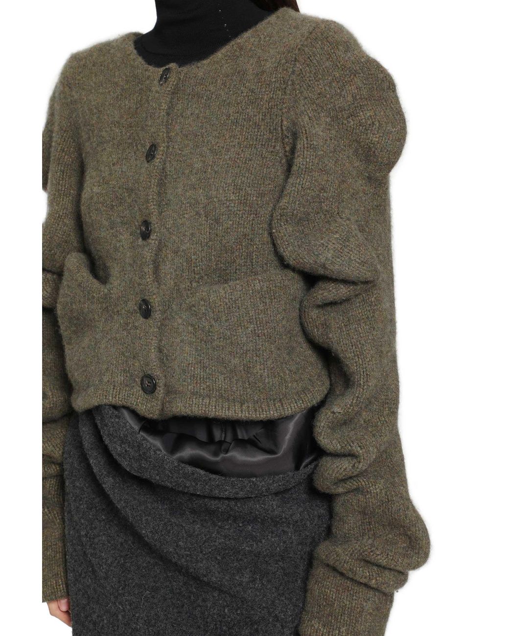 PILLINGS Green Wool Draped Cardigan