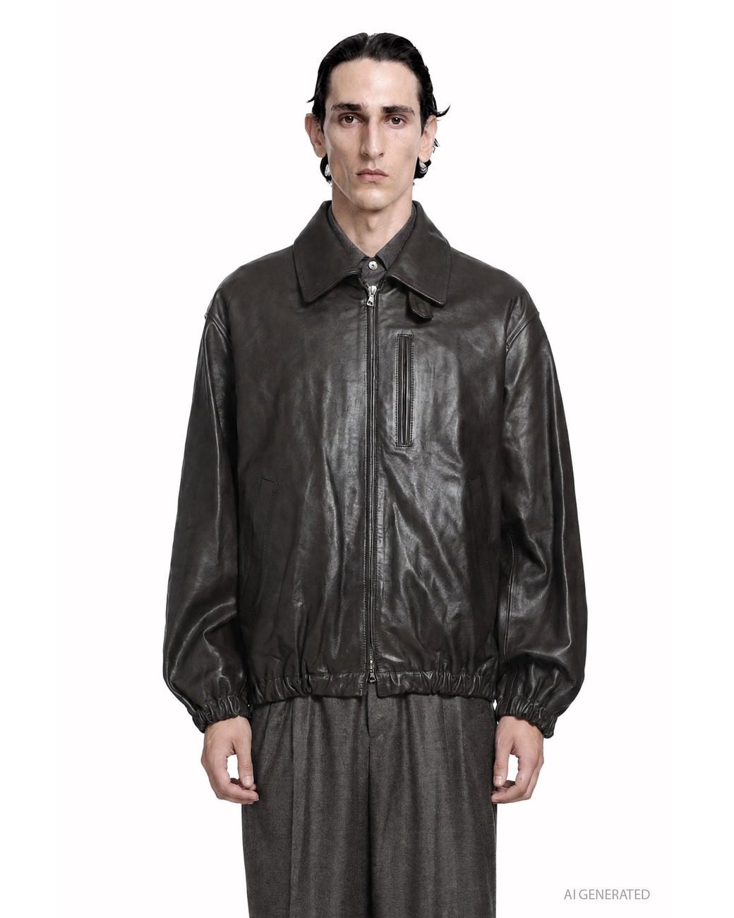 Ssstein Black Calf Zip Short Jacket for men