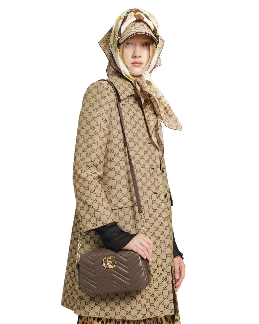 Gucci Brown Gg Marmont Small Camera Bag