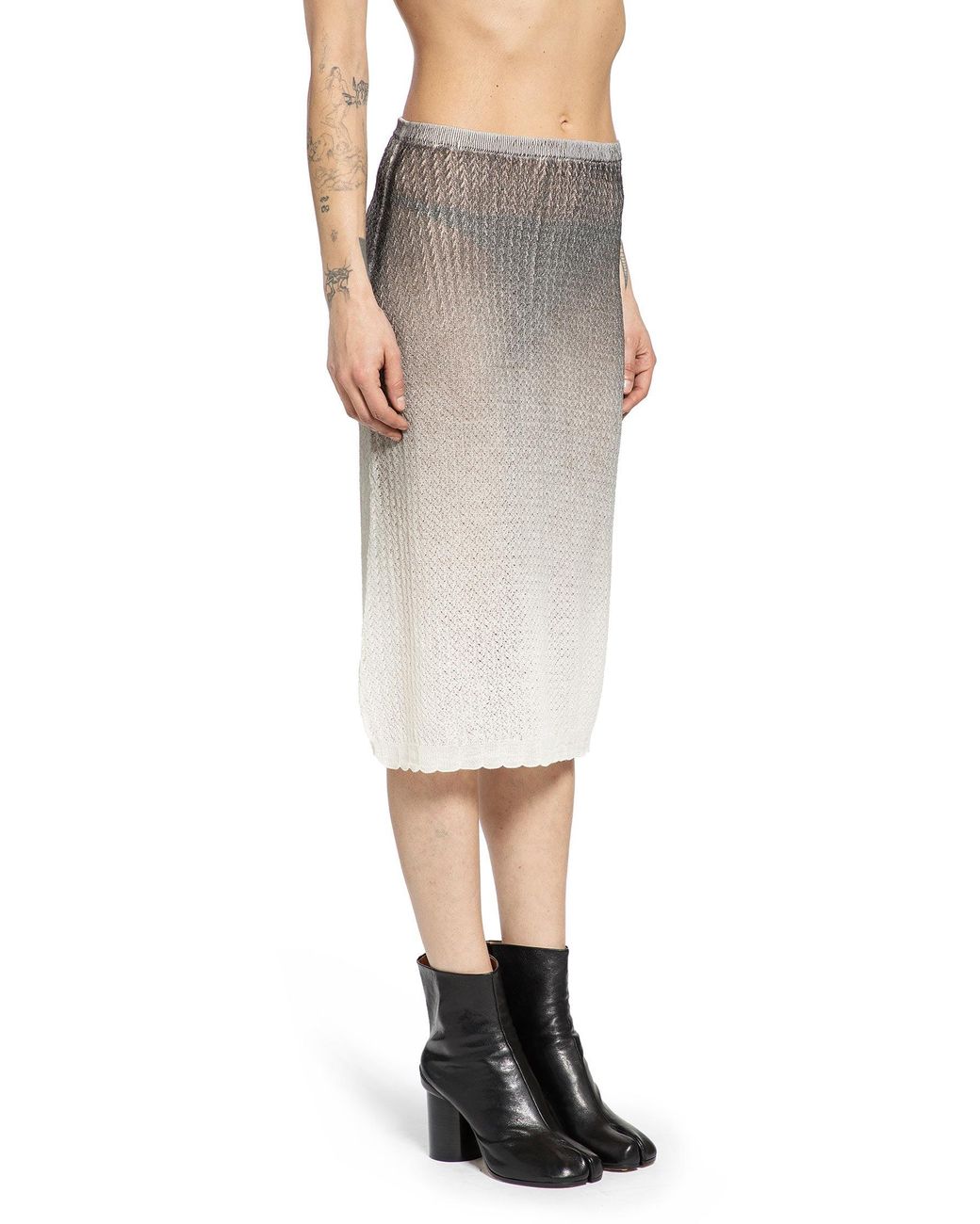 Maison Margiela White Sheer Knit Midi Skirt