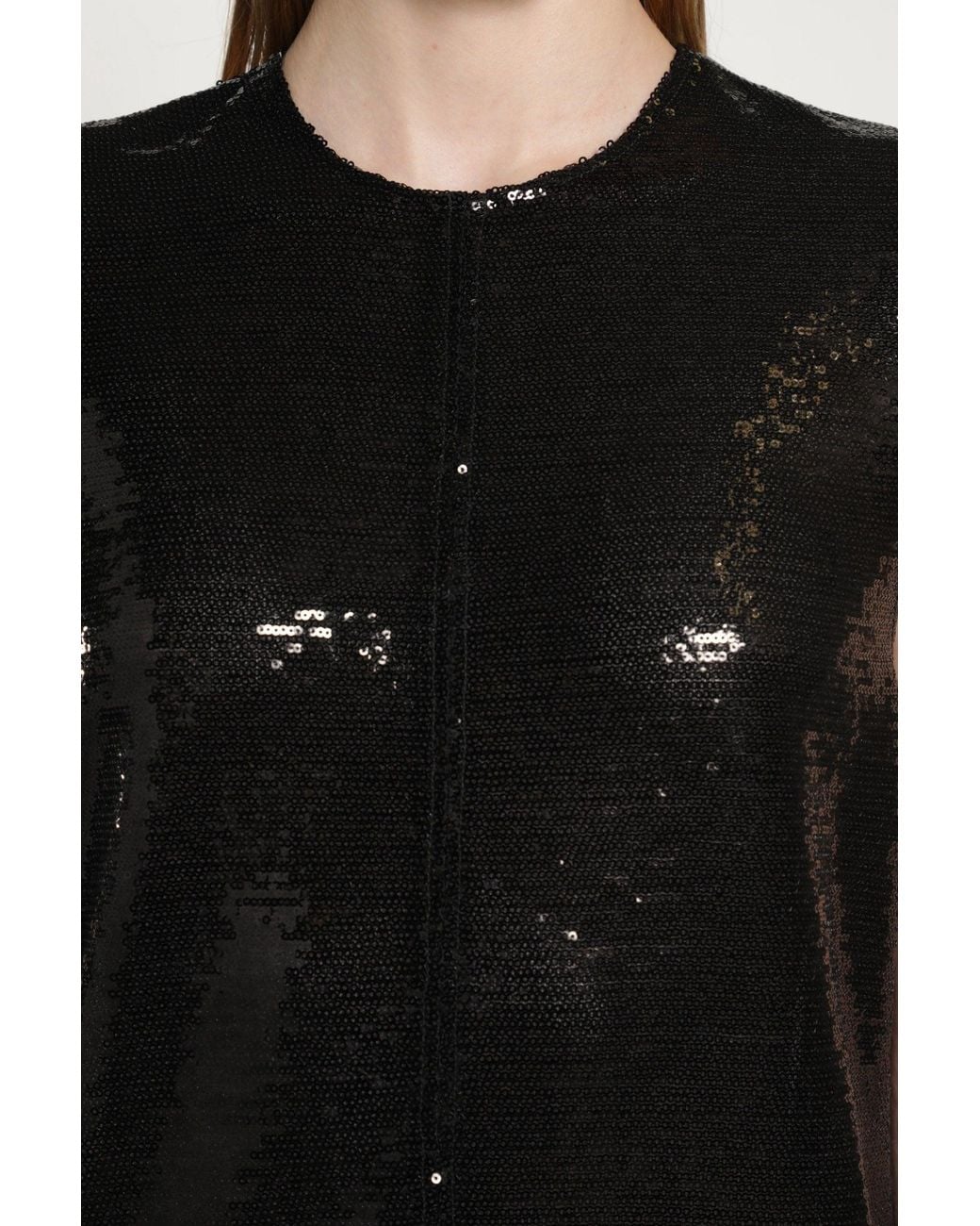 Courreges Black Circle Edged Sequins Long Dress