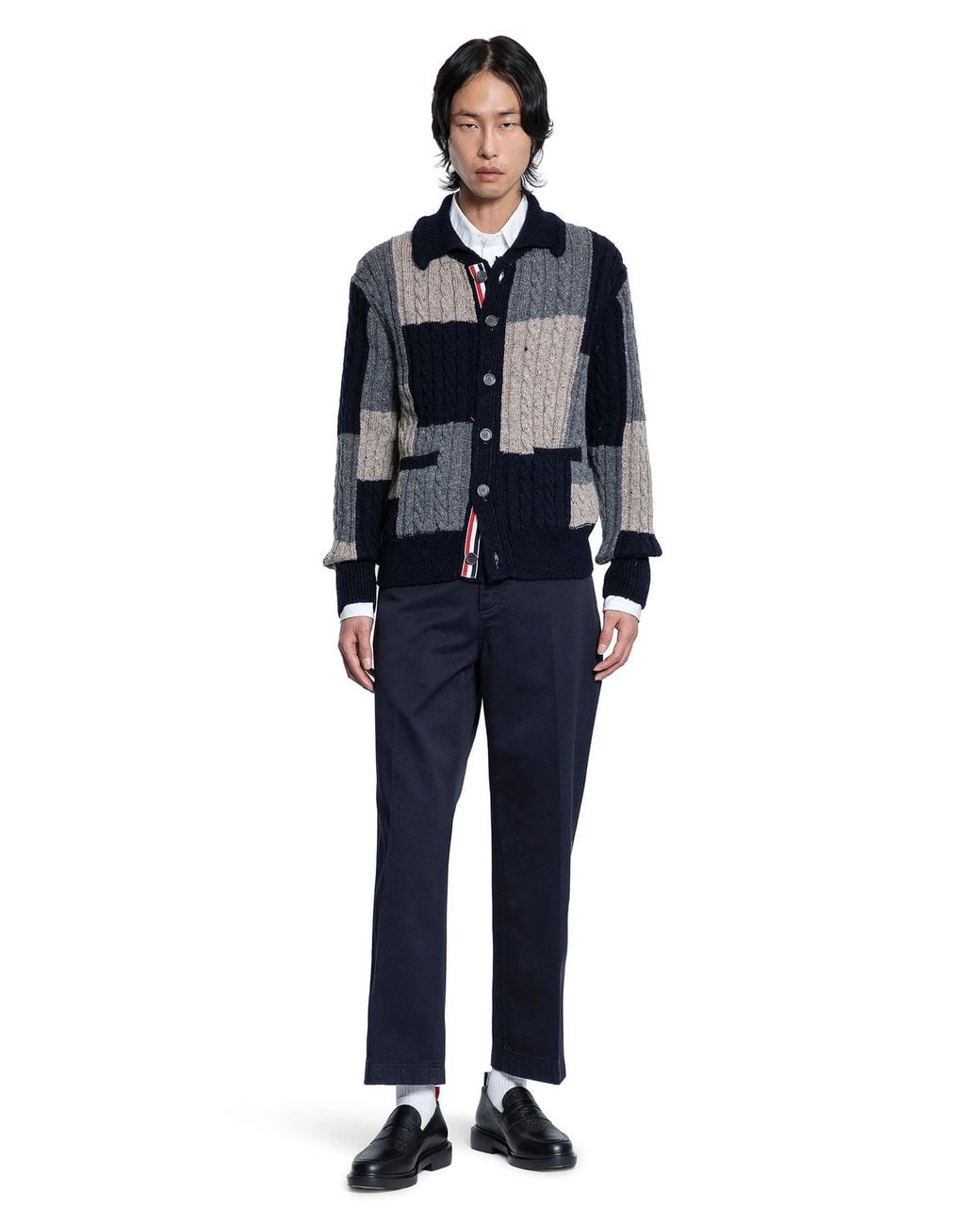 Thom Browne Blue Garment Dyed Chino Trousers for men