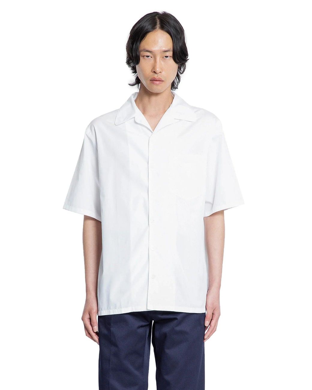 Prada White Cotton Bowling Shirt for men
