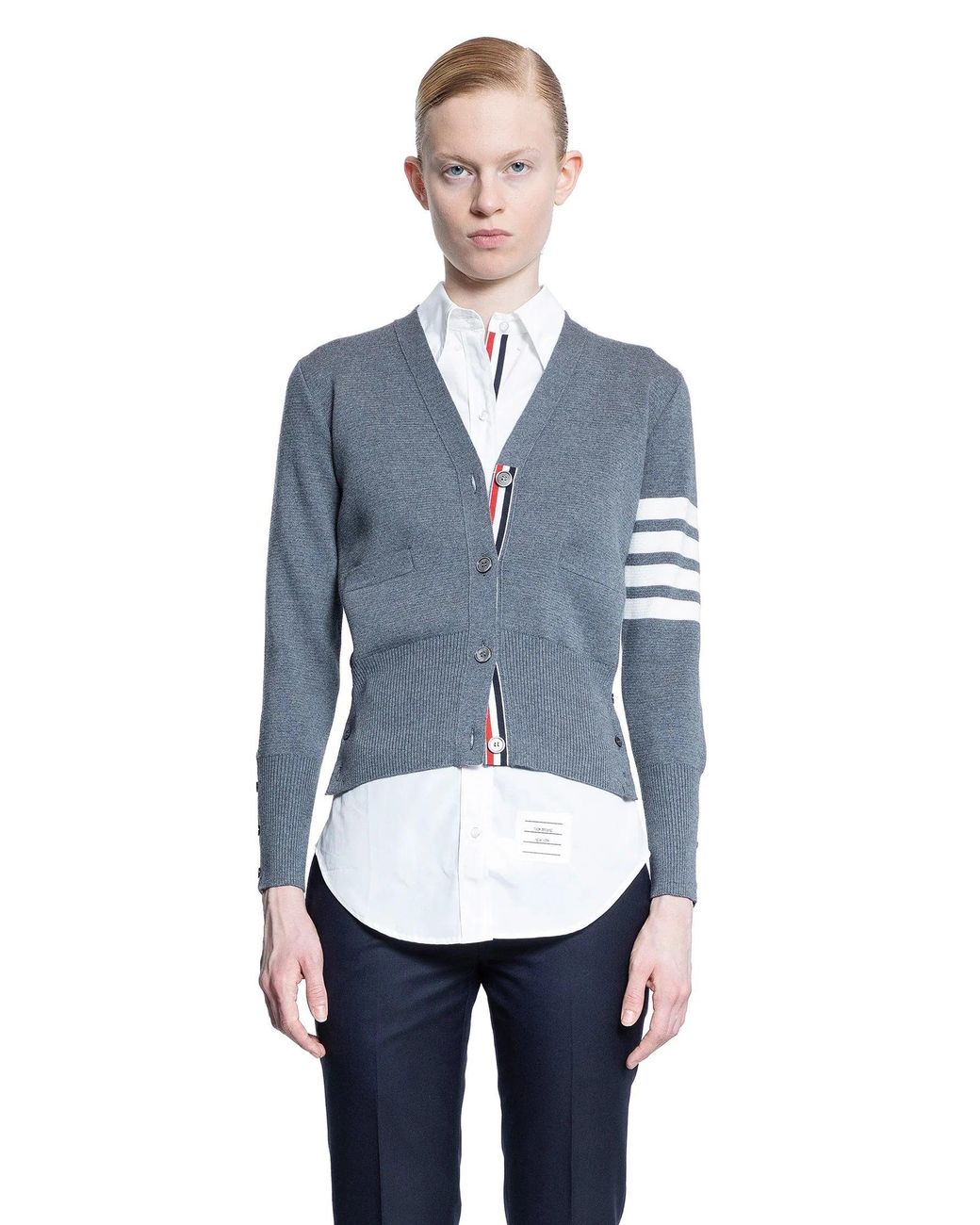 Thom Browne Blue Wool 4-Bar V-Neck Cardigan