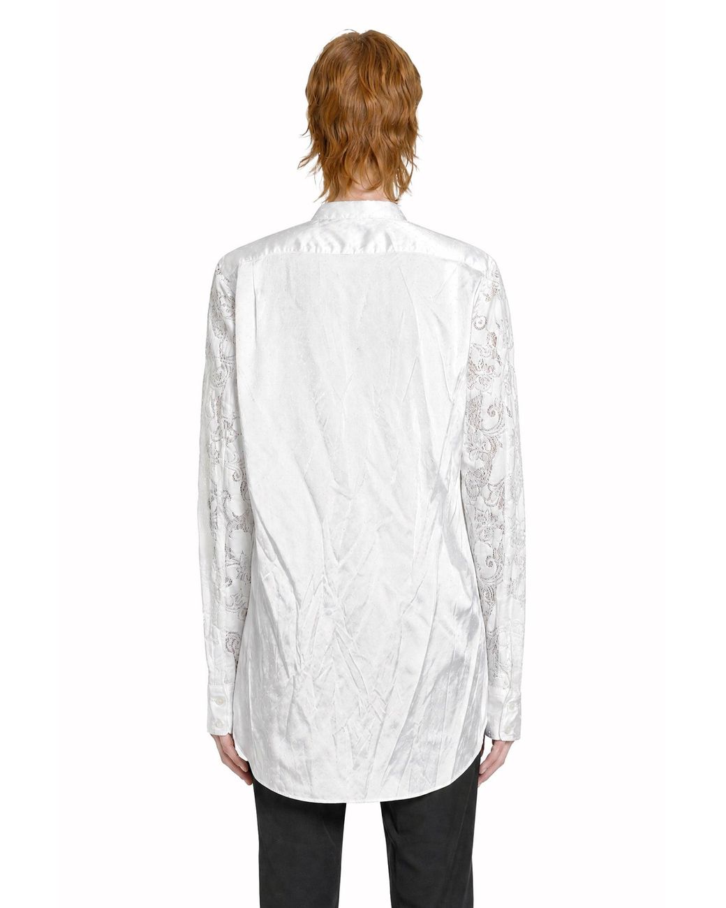 Comme des Garçons White Dotted Satin And Lace Pocket Shirt for men