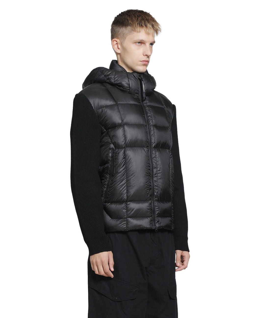 C P Company Black Merino Wool Mixed Goggle Sweater for men