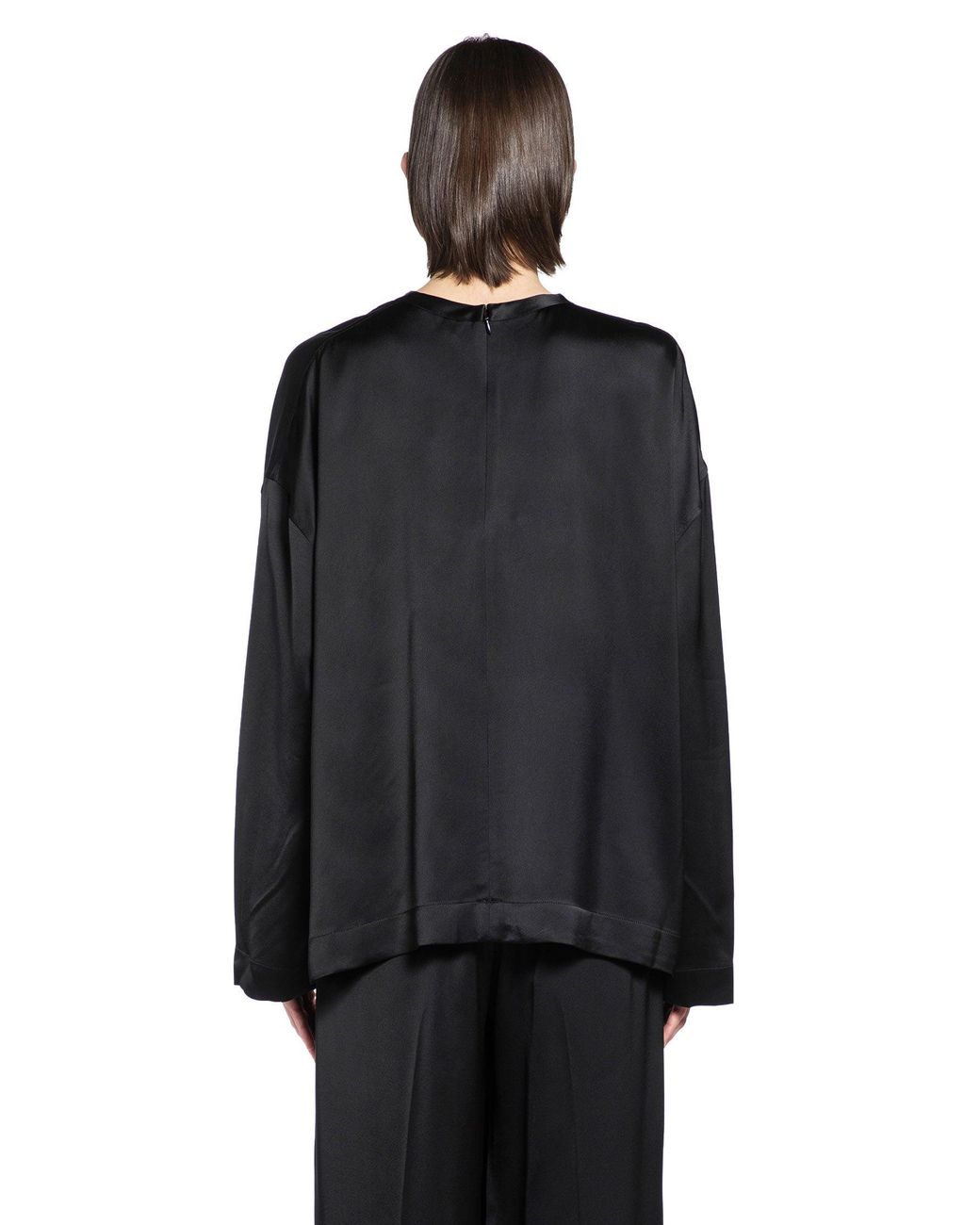 Totême Black Boxy Satin Top