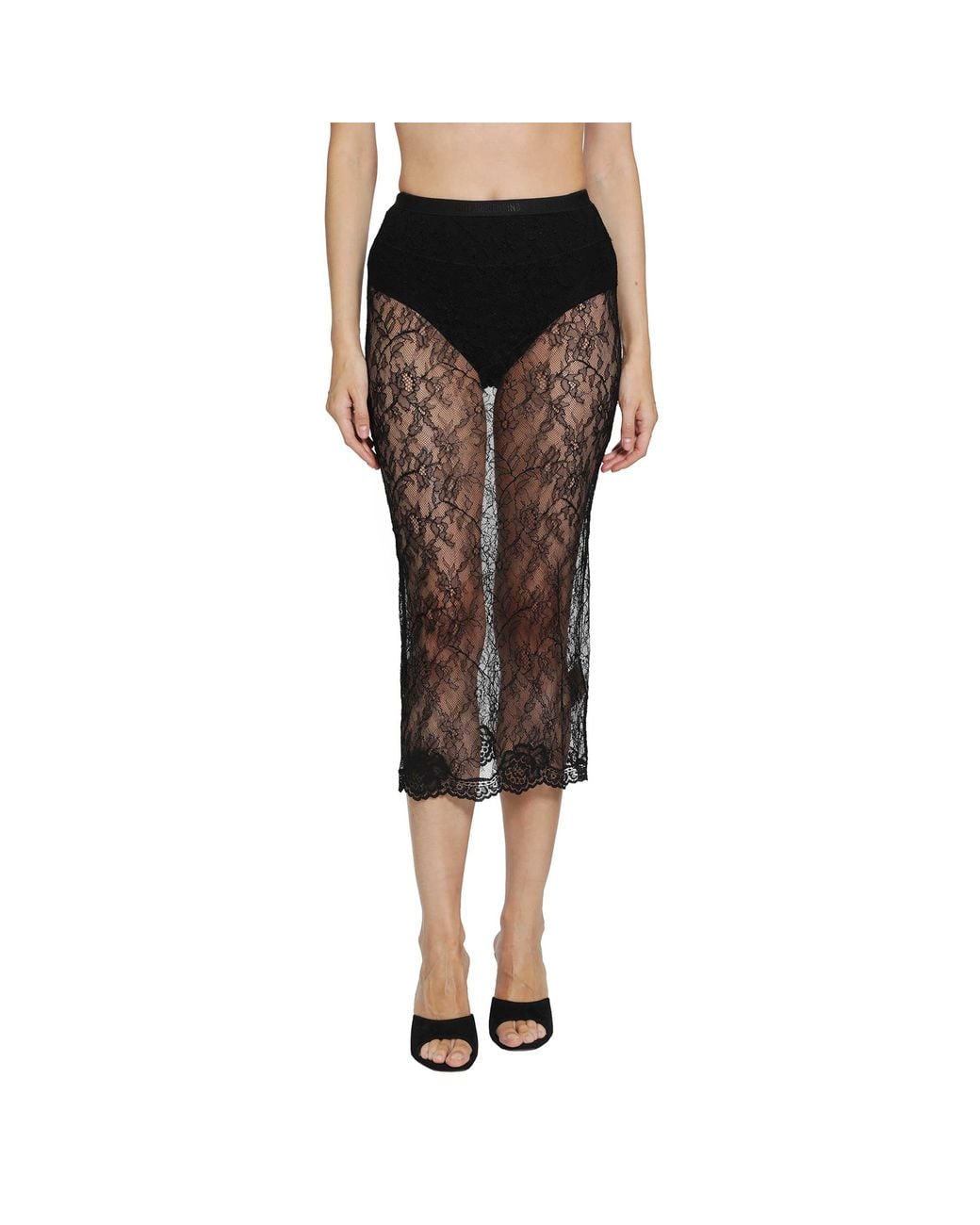 Valentino Black Lace Midi Skirt