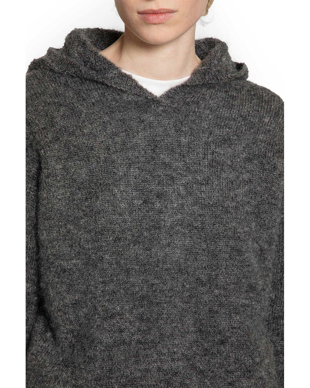 Max Mara Gray Current Mohair Knit Hoodie Sweater