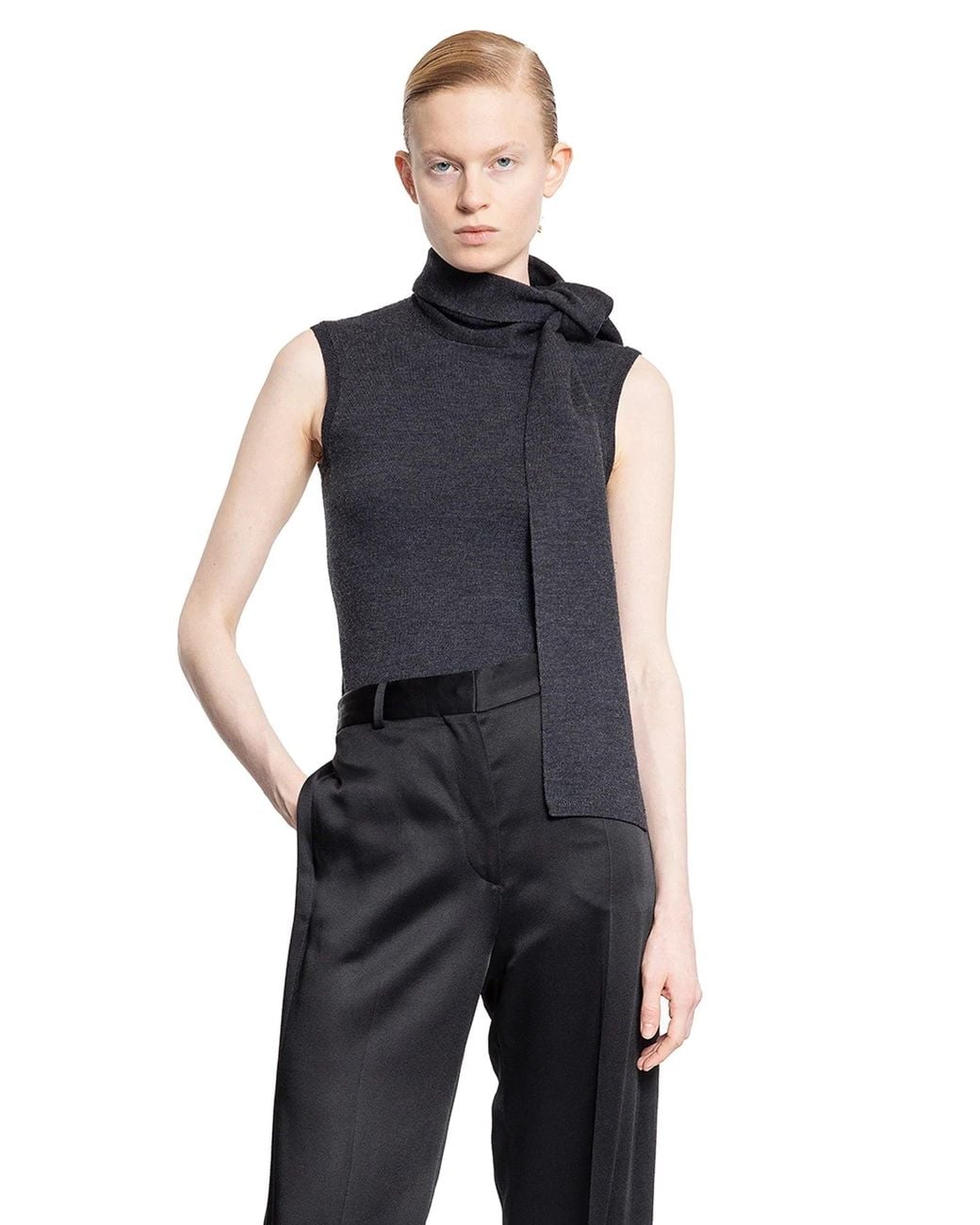 Totême Blue Sleeveless Scarf Knit Top