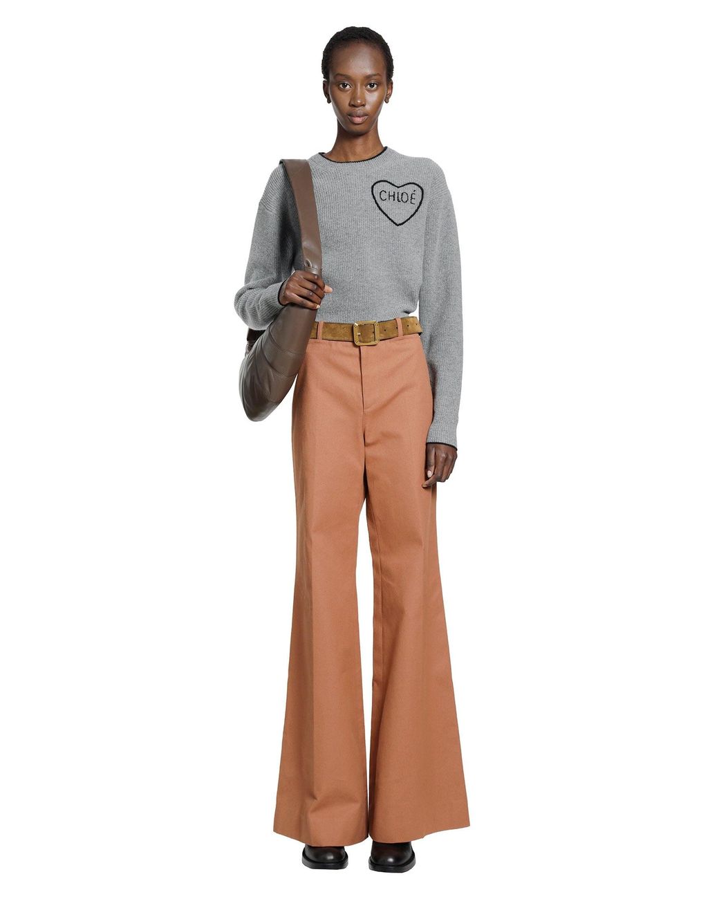 Chloé Gray Wool Knit Cropped Sweater