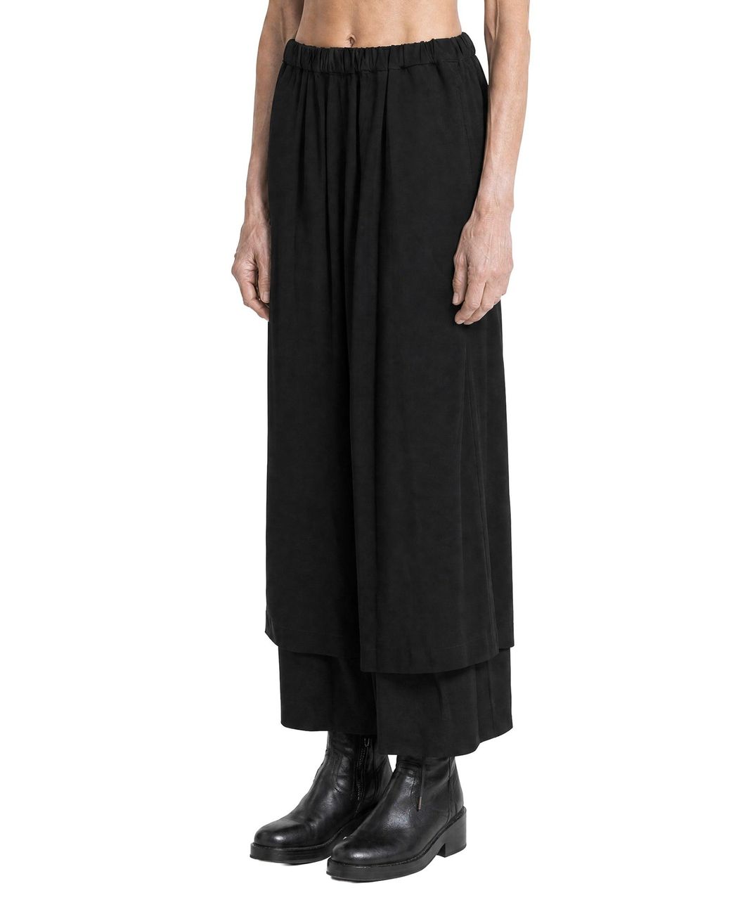 Comme des Garçons Black Layered Wool Taffeta Cropped Pants