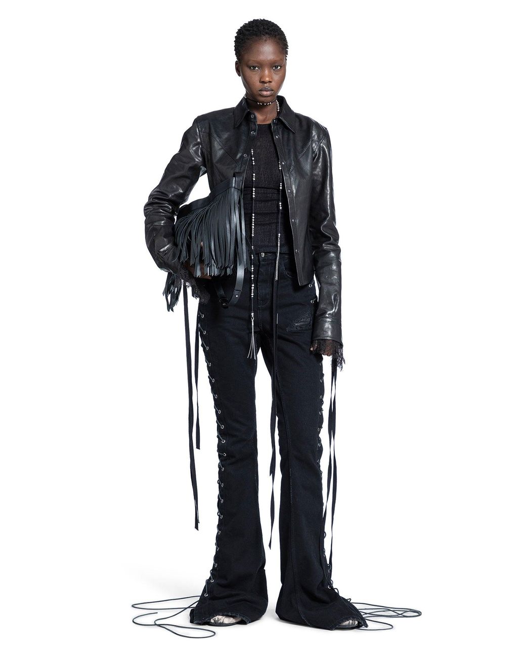 Ann Demeulemeester Blue Treze Lace-Up Bootcut Jeans
