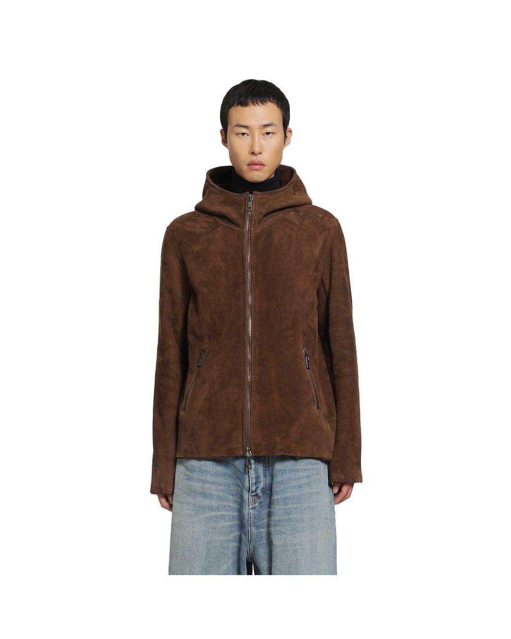 Giorgio Brato Brown Hooded Suede Jacket for men