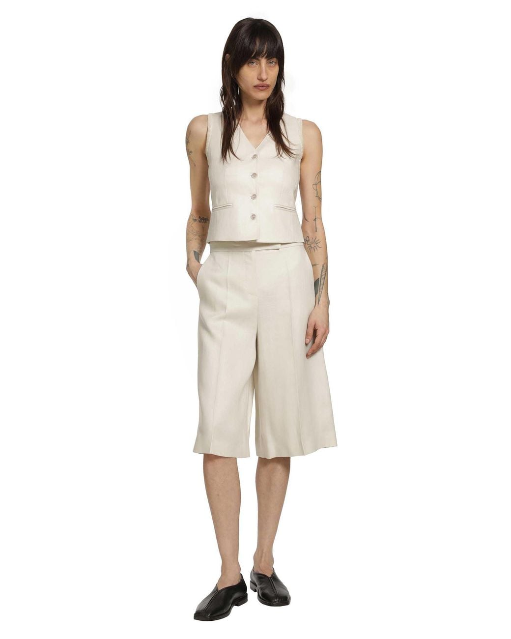 Max Mara Natural Linen Bermuda Shorts