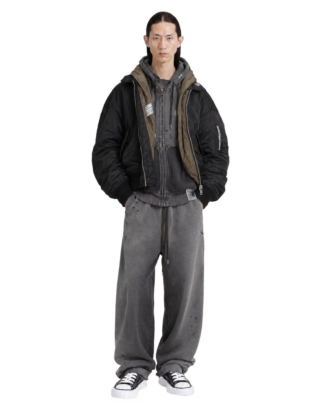 Maison Mihara Yasuhiro Black Hooded Flight Jacket for men