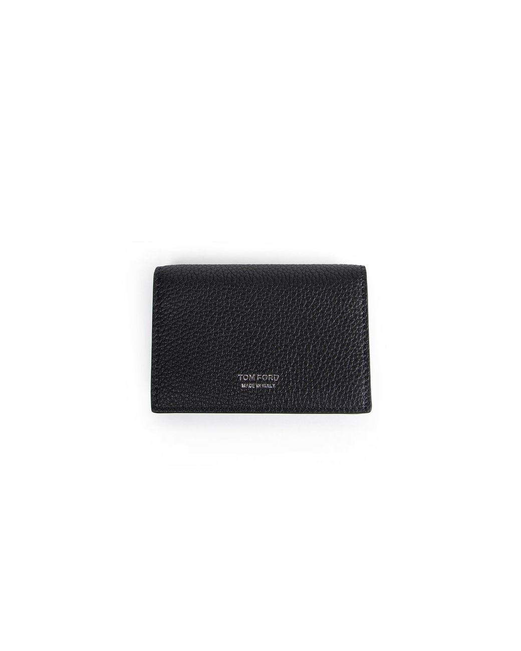 Tom Ford Black Small Grain Leather Folding Cardholder for men