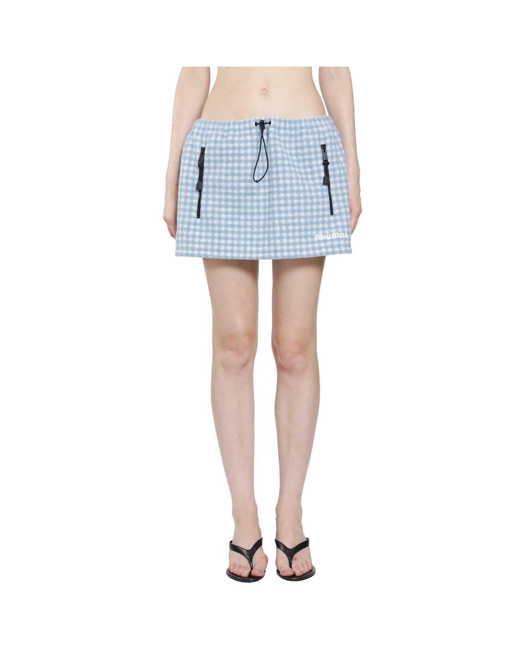 Miu Miu Blue Vichy Fleece Mini Skirt