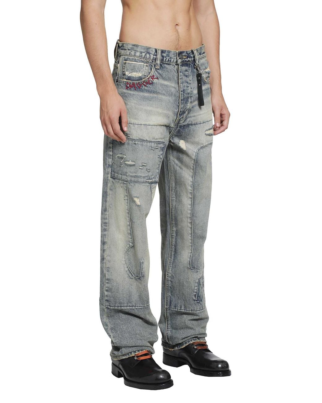DAGGER Gray Sid Mended Jeans for men