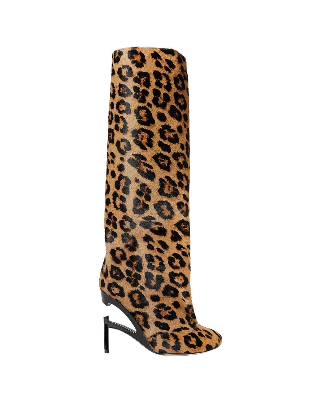NVL-GARDE Brown Broken Heel Leopard Knee-High Boots