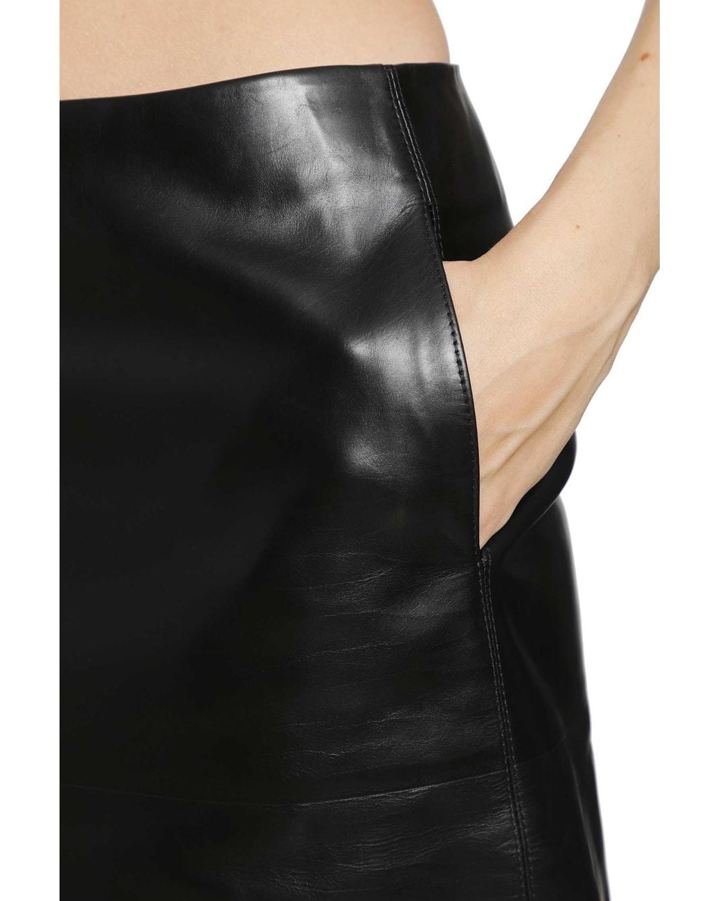 Jil Sander Black Leather Skirt