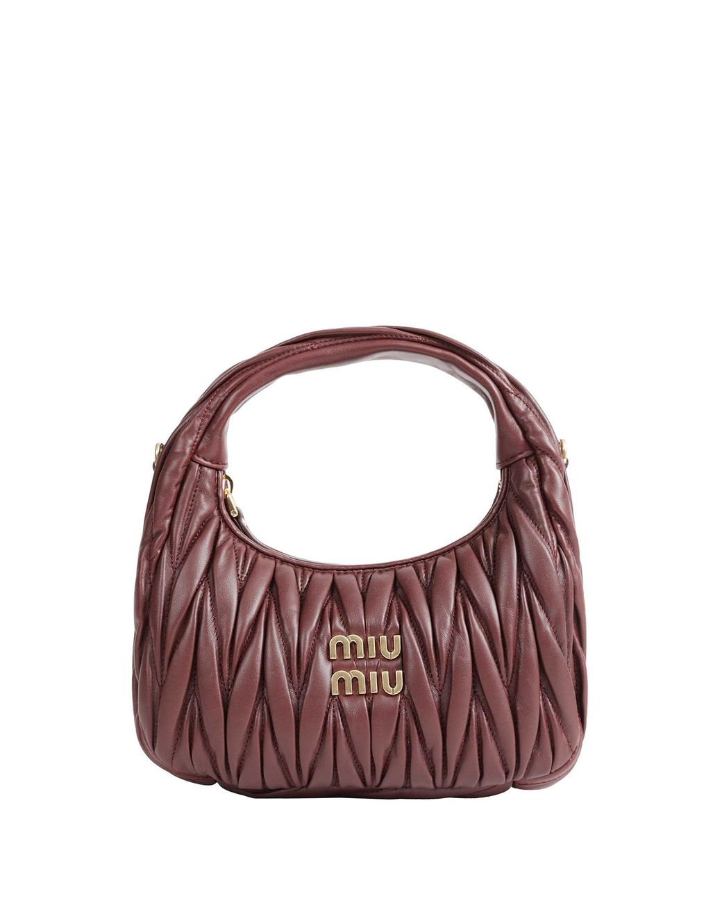 Miu Miu Brown Wander Matelassé Nappa Leather Hobo Bag