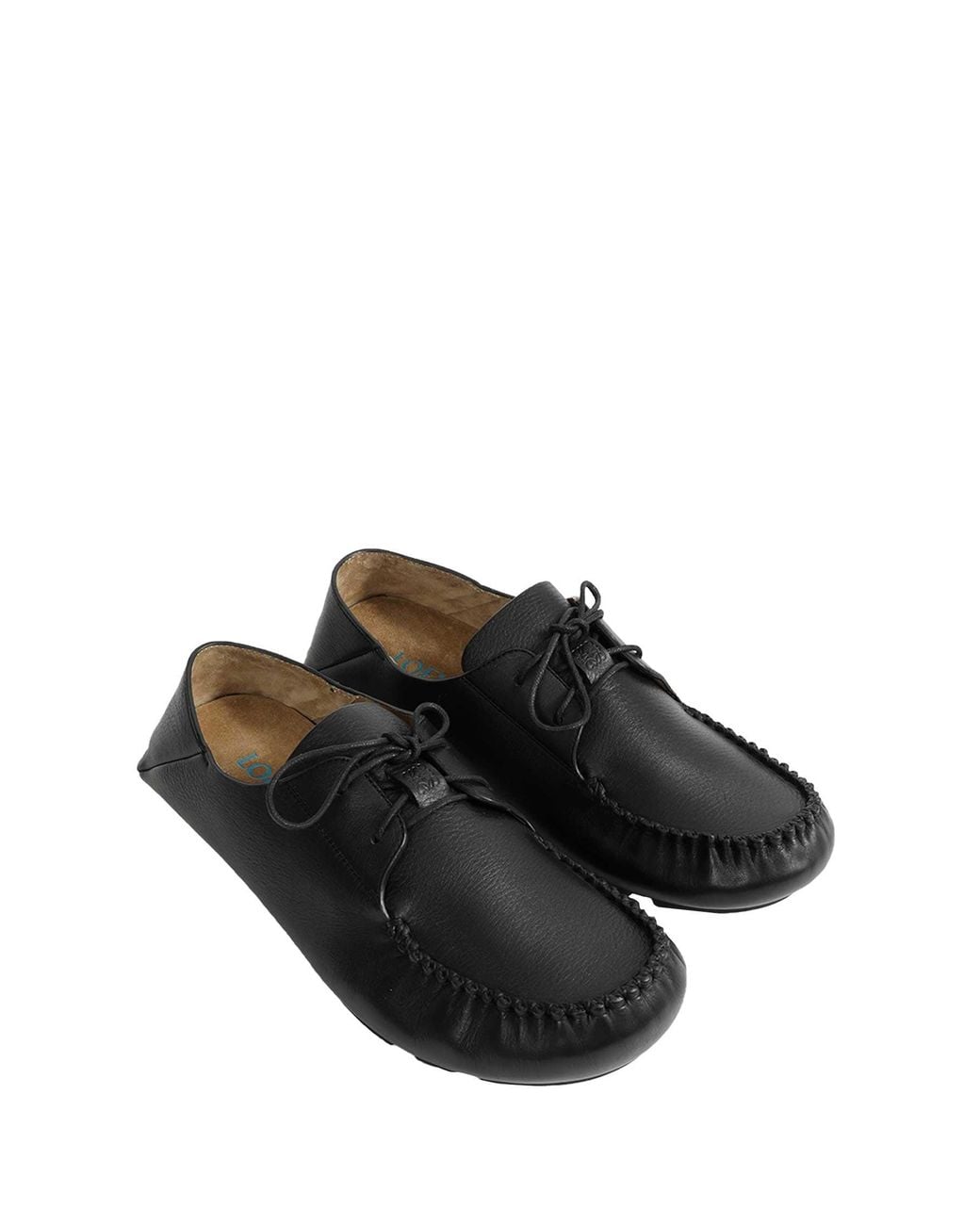 Loewe Black Soft Calfskin Rambla Boat Shoes for men