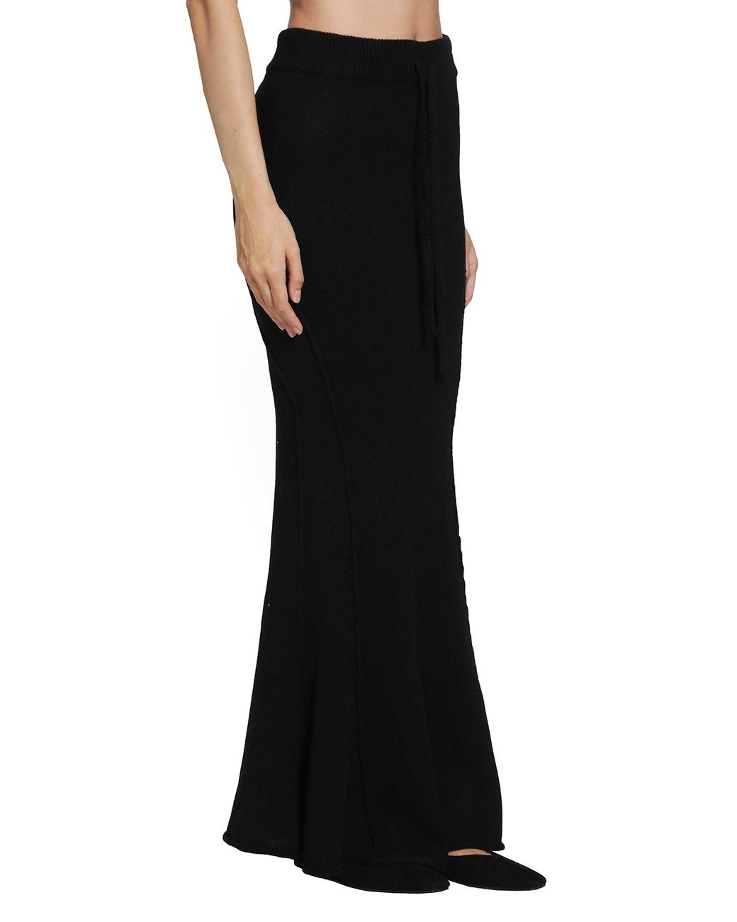 Yehuafan Black Yak Knit Long Skirt