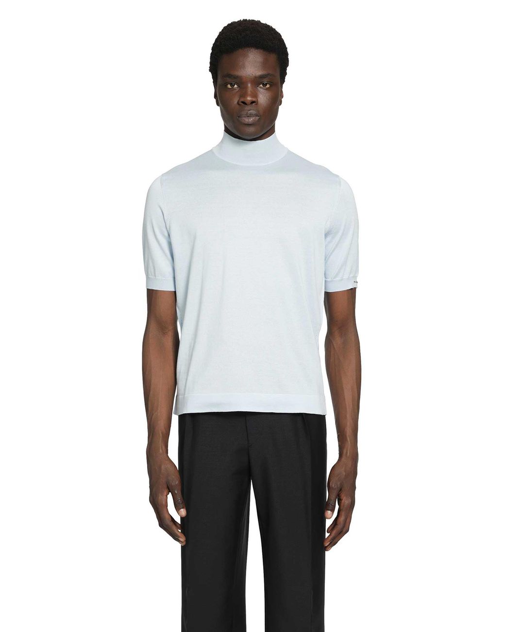 Prada White Short Sleeve Cotton Sweater for men