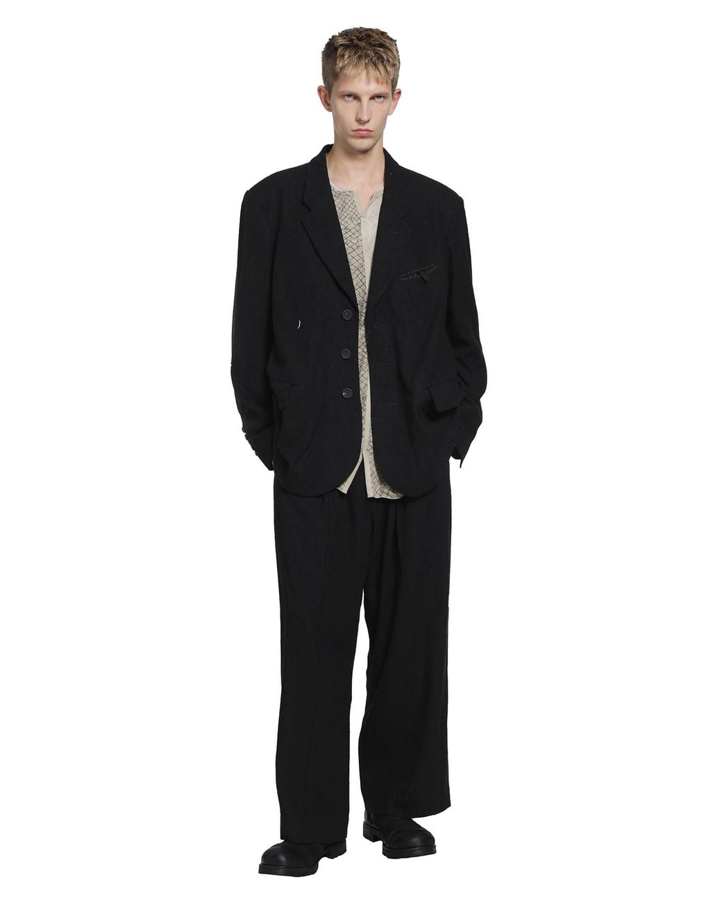 Ziggy Chen Black Pleated Straight Leg Trousers for men
