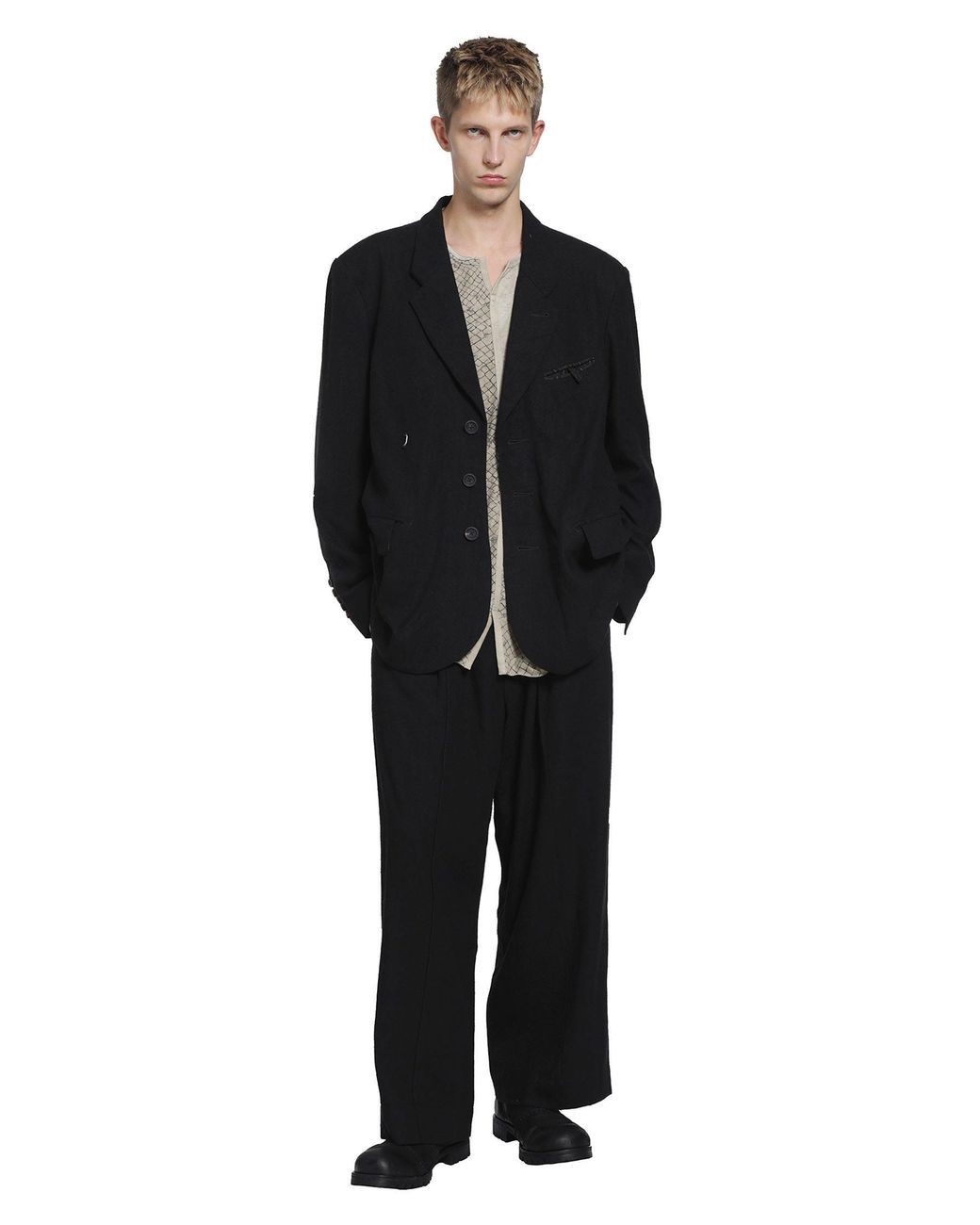 Ziggy Chen Black Wrap Closure 3 Button Blazer for men