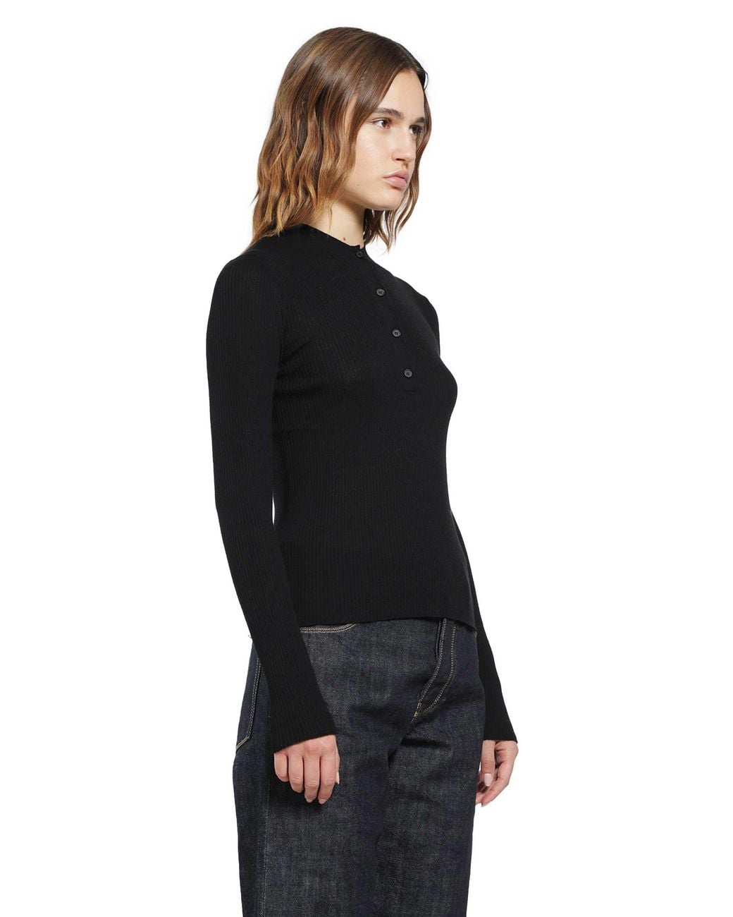 Fendi Black Ribbed Wool Jumper