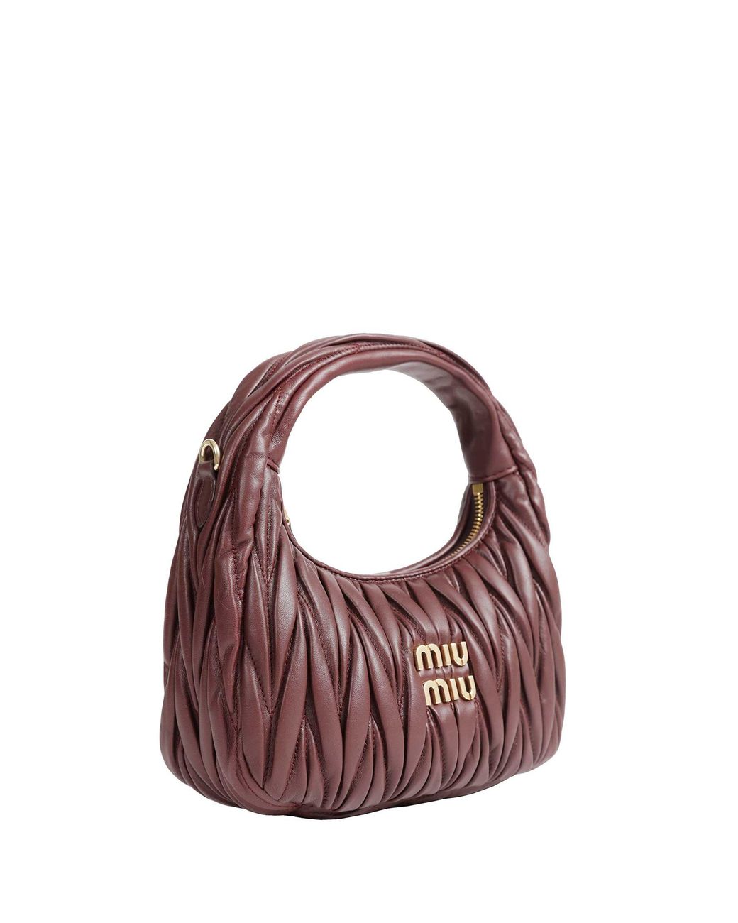 Miu Miu Brown Wander Matelassé Nappa Leather Hobo Bag