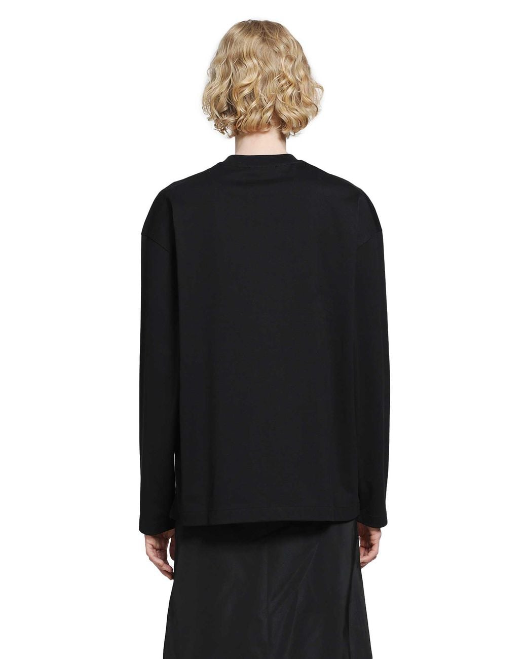 Jil Sander Black Cotton Crewneck Long Sleeve T-Shirt