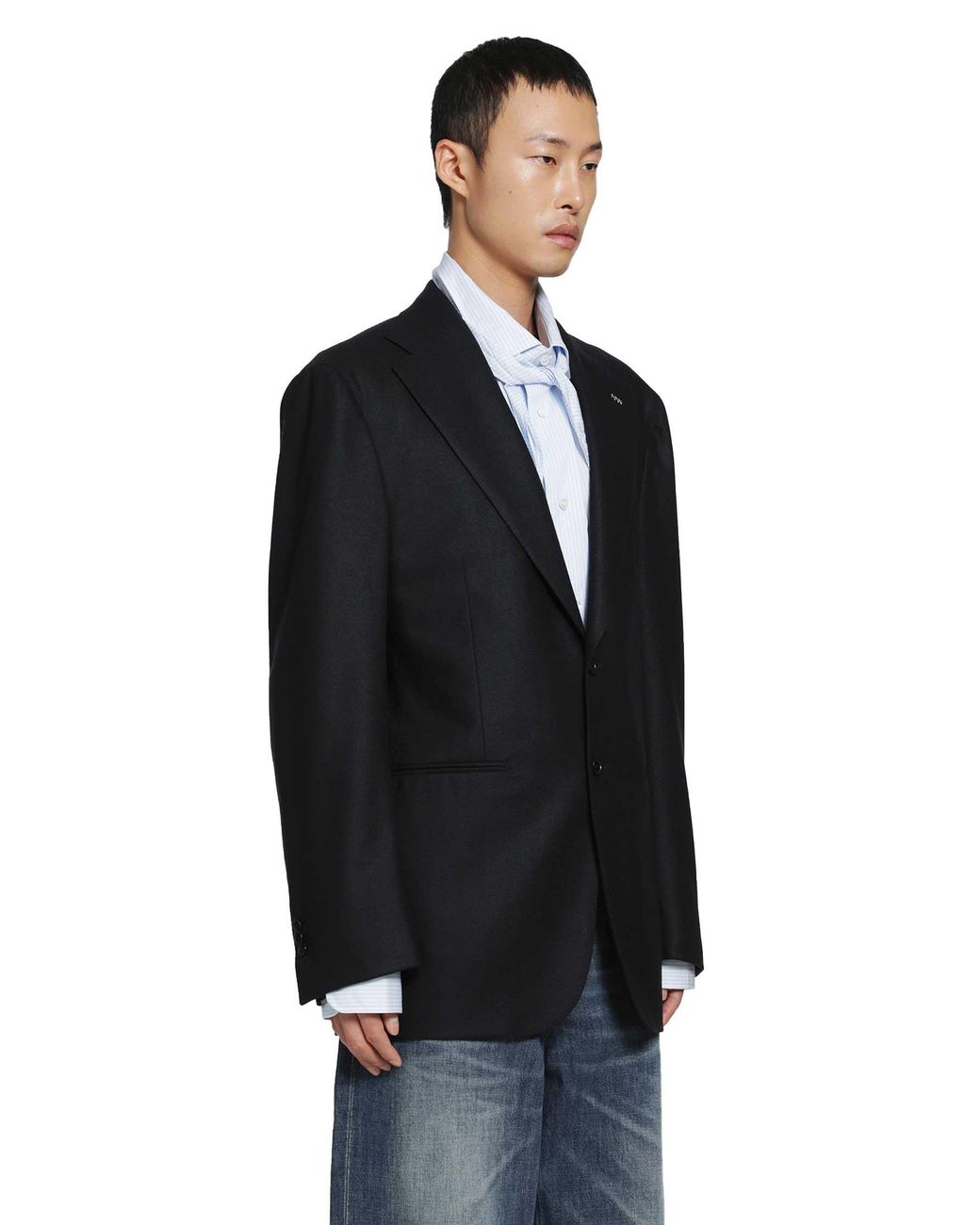 SALON C. LUNDMAN Black Heavy Flannel Blazer for men