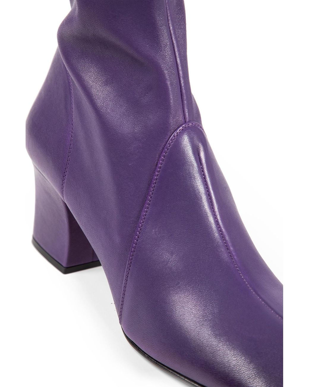 靴 Miu Miu Boots Purple Leather archive Miu Miu Nappa Leather Boots With Buckle in Purple | Lyst UK