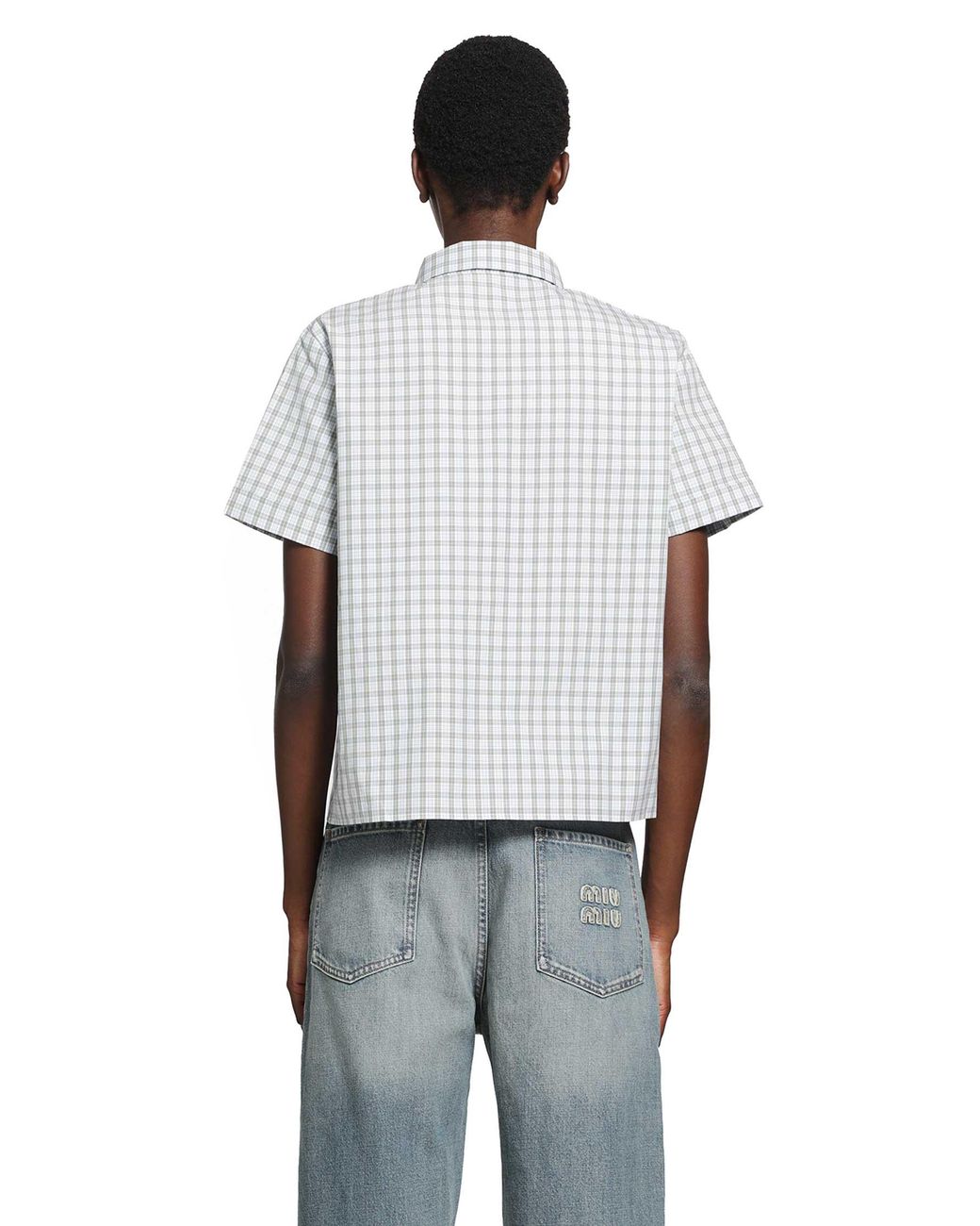 Miu Miu Gray Checked Poplin Shirt