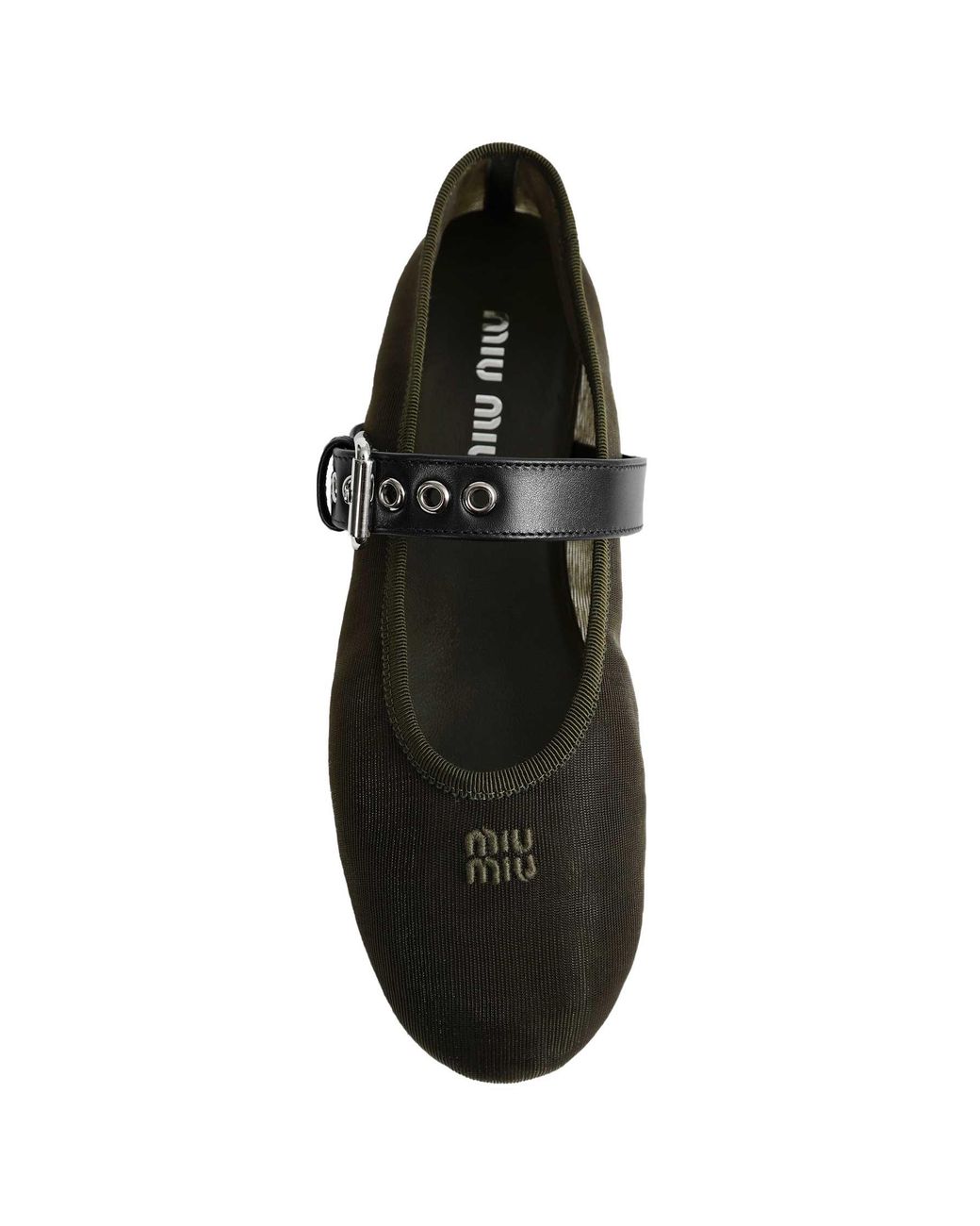 Miu Miu Black Mesh Fabric Ballerinas