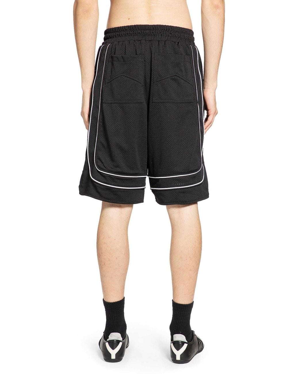Rhude Black Baggy Mesh Basketball Shorts for men