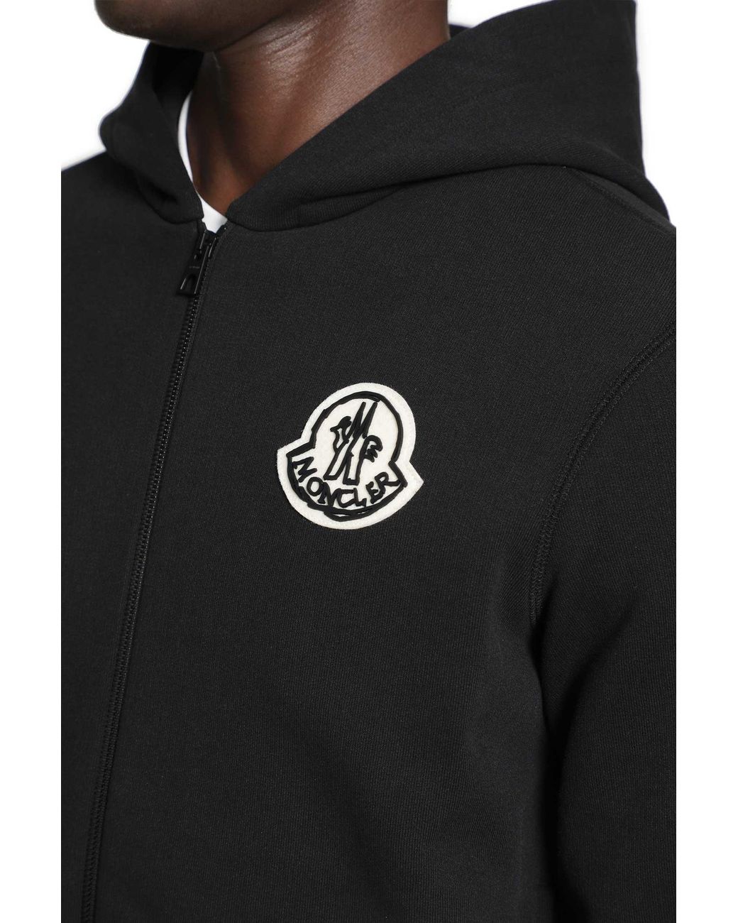 Moncler Black Logo Cotton Zip-Up Coodie for men
