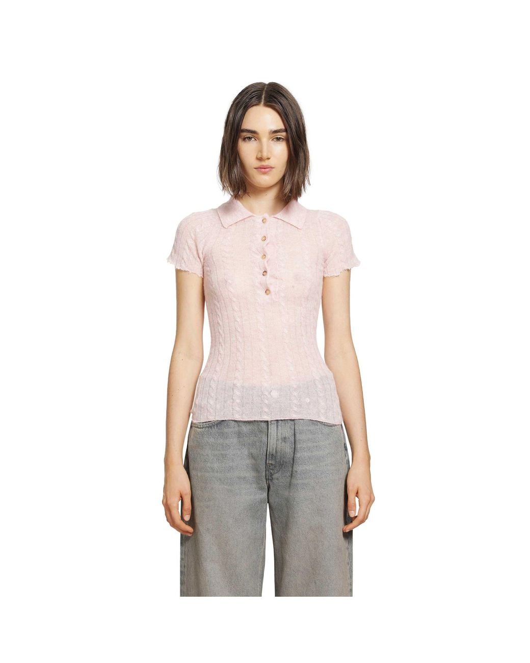 Haikure Gray Laurie Semi-Sheer Polo Shirt