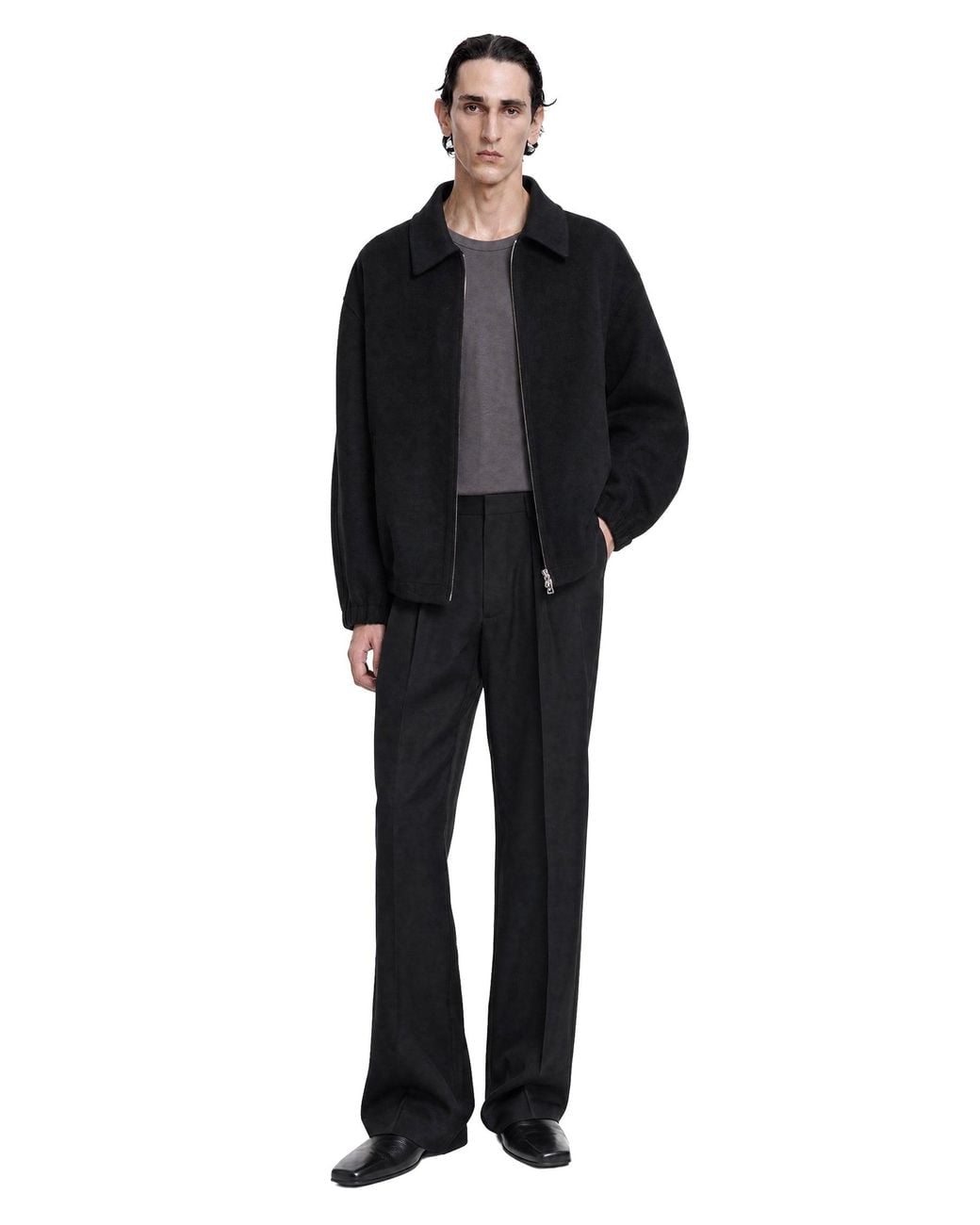Ssstein Black Double Face Cloth Zip Jacket for men