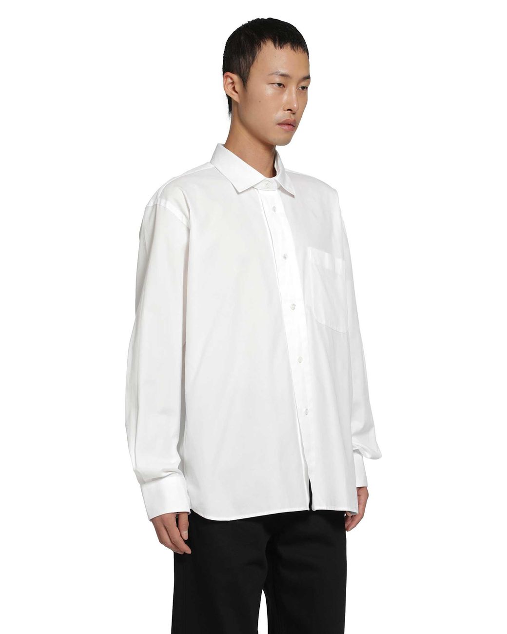 SALON C. LUNDMAN White Double Collar Pocket Shirt for men