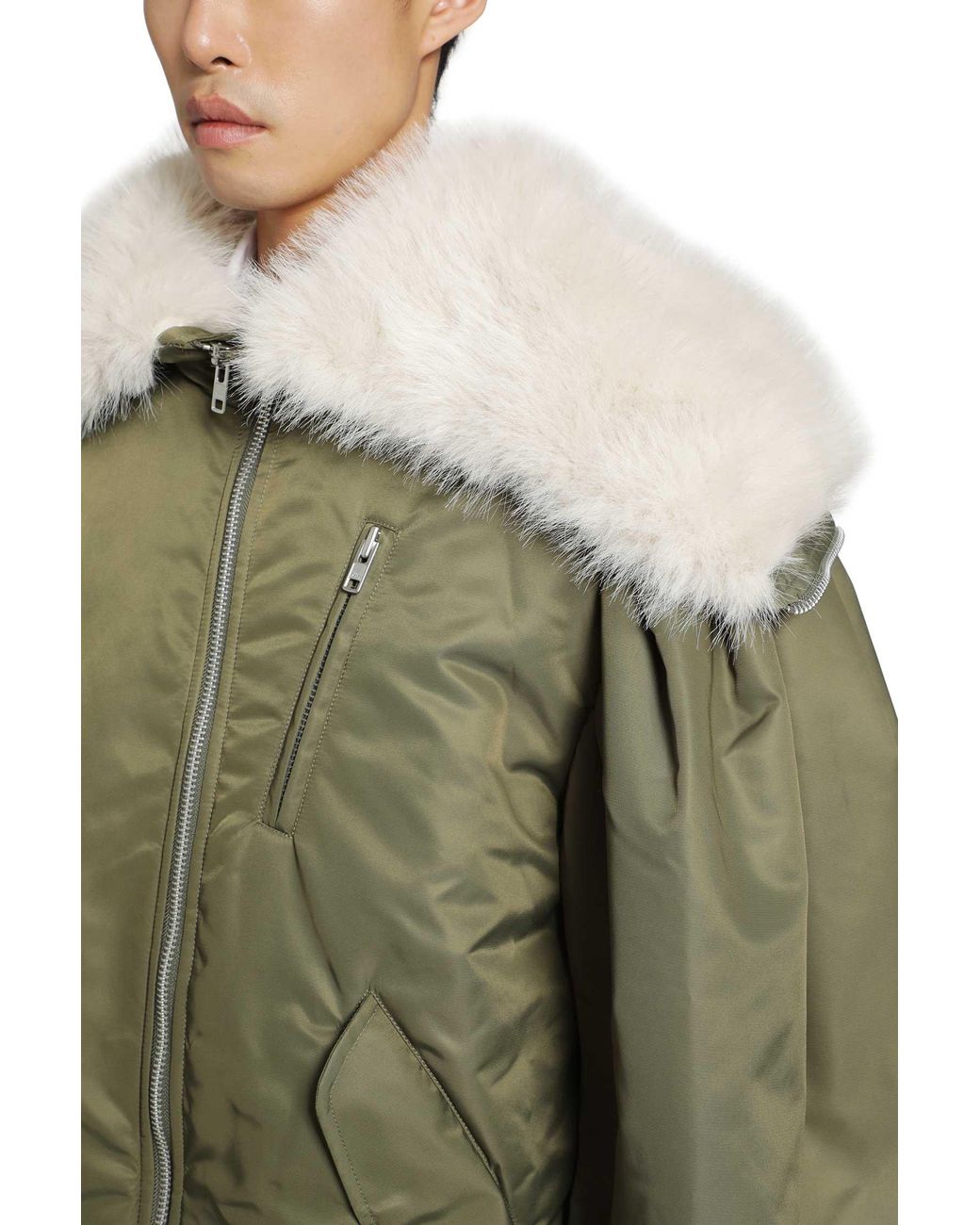 Simone Rocha Green Oversized Split Hooded Bomber Jacket for men