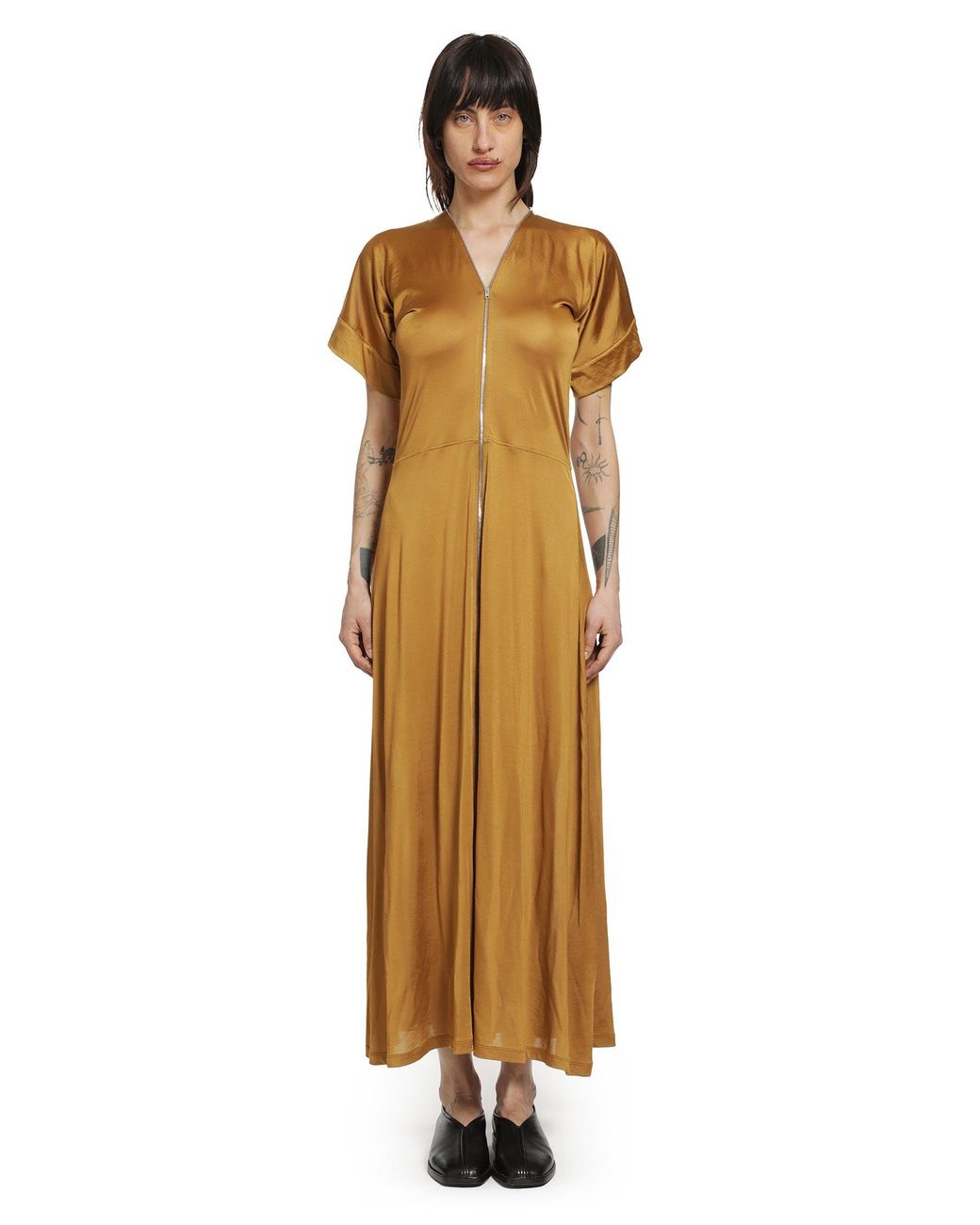 Lemaire Metallic Jersey Zip Midi Dress