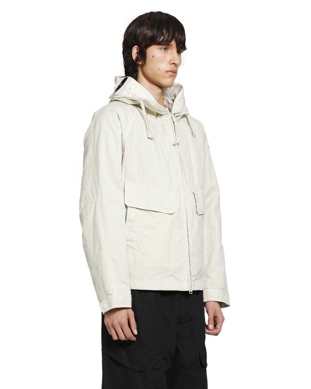 C P Company White Twill Mixed Explorer Jacket for men