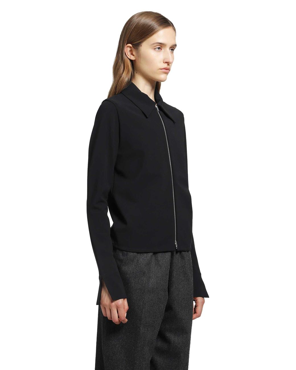 Jil Sander Black Jersey Zip Closure Jacket