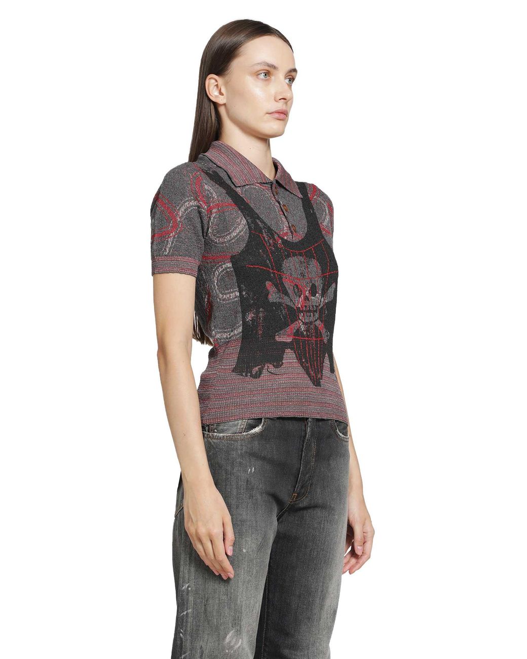 Vivienne Westwood Black Trompe L'Oeil Knit Polo Shirt
