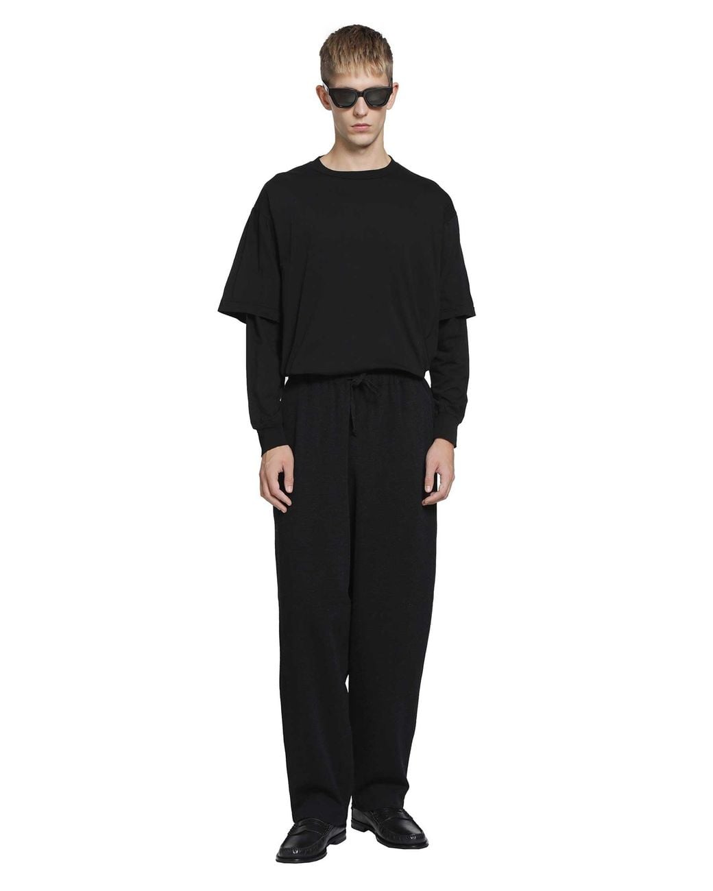 Comoli Black Thin Cotton Layered T-Shirt for men